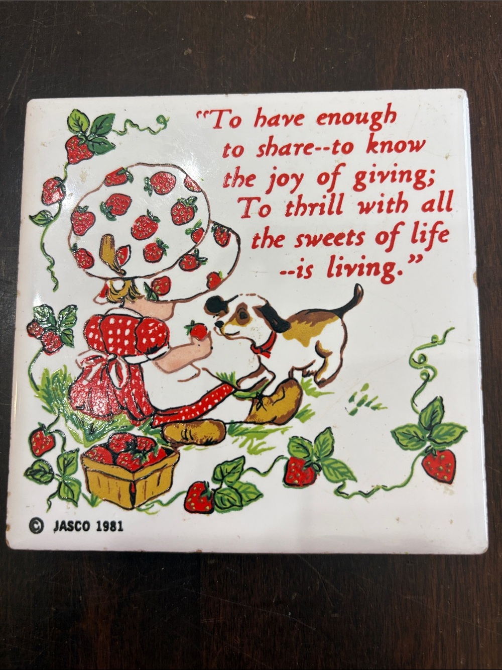 Jasco Strawberry Girl with puppyTile